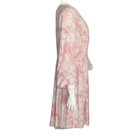 TORRID Shirt Dress, 3/3X, Pink/White, Tab Sleeves, Drawstring Waist, Zip Front - Picture 9 of 16